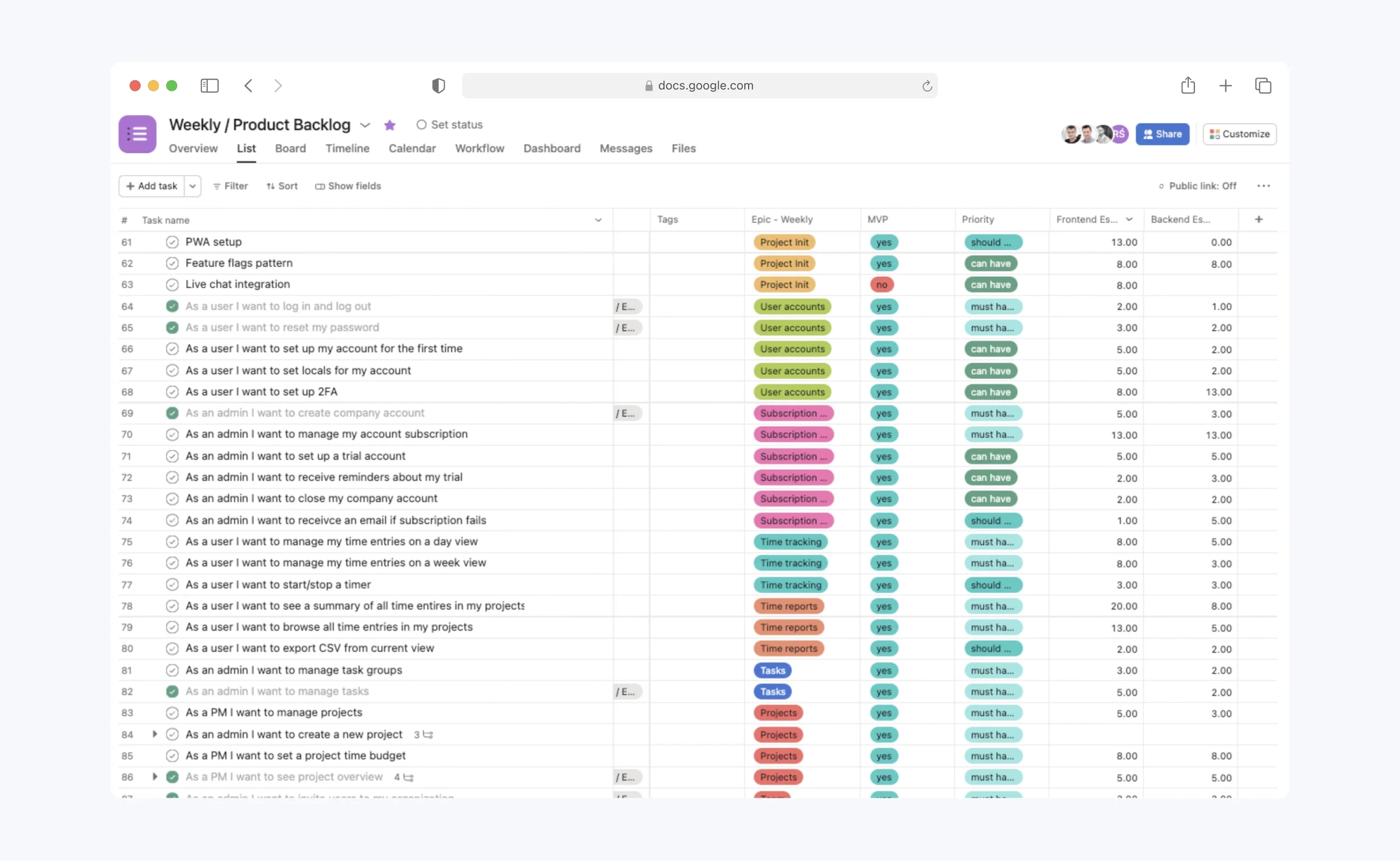 Product Backlog