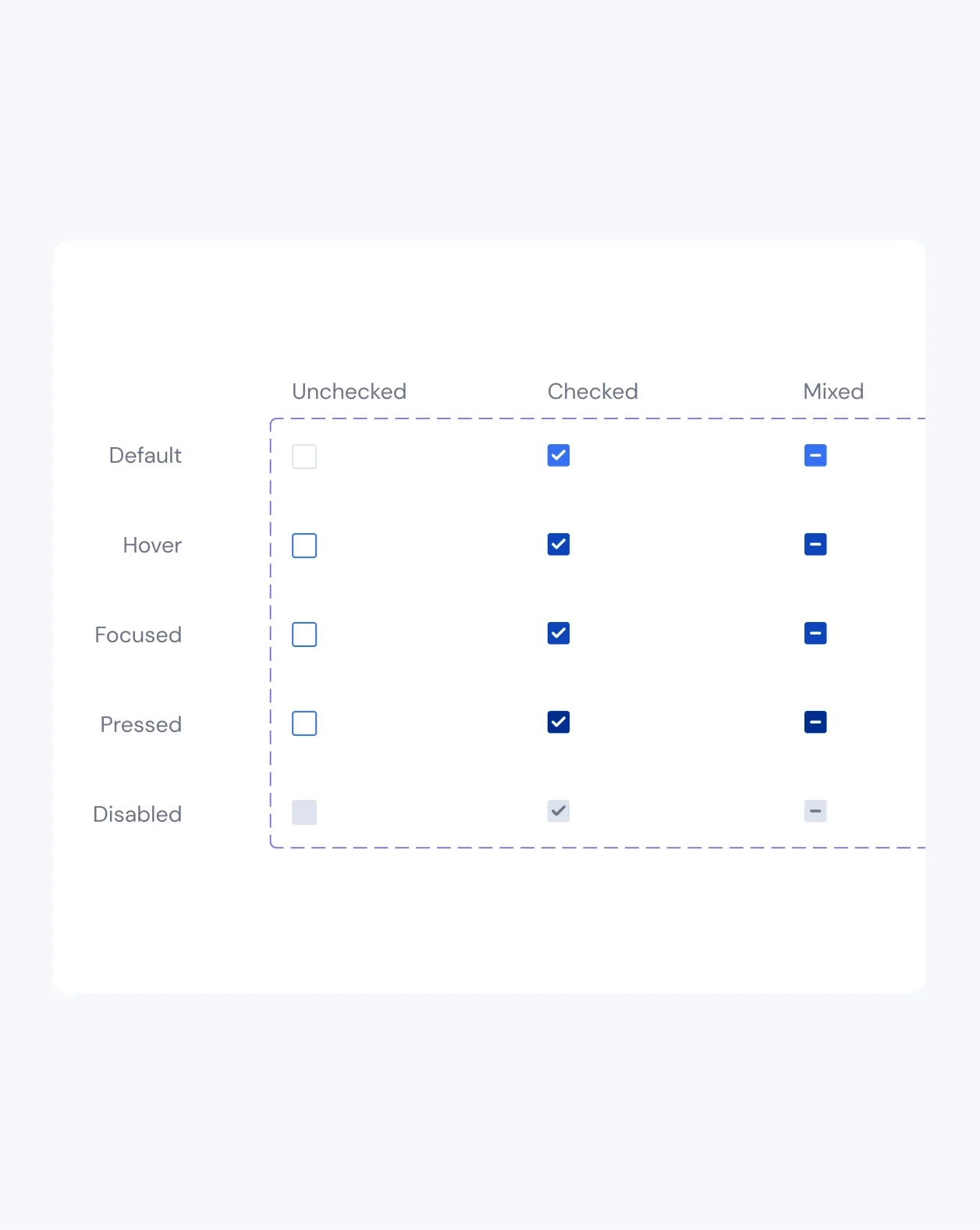 App checkboxes design