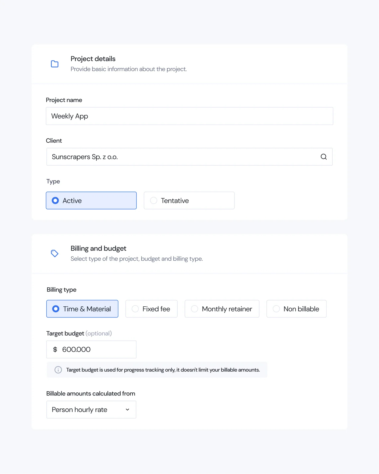 Project details view
