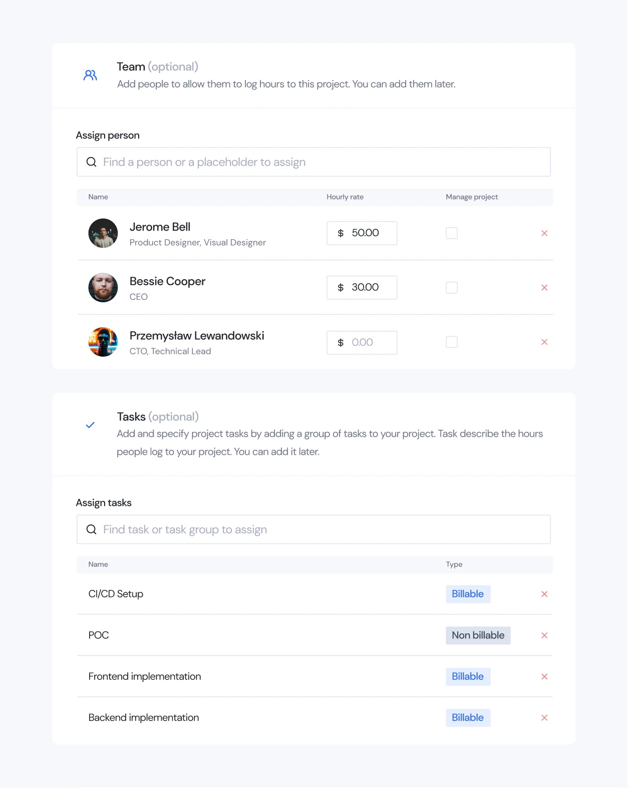 Team and tasks view